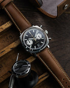 Duckworth Prestex Chronograph 42 Black Sunburst Tan Leather Watch D550-01-B Image 8
