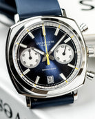 Duckworth Prestex Chronograph 42 Blue Sunburst Blue Rubber Watch D550-03-DR Image 4