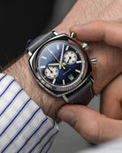 Duckworth Prestex Chronograph 42 Blue Sunburst Grey Leather Watch D550-03-G Image 6