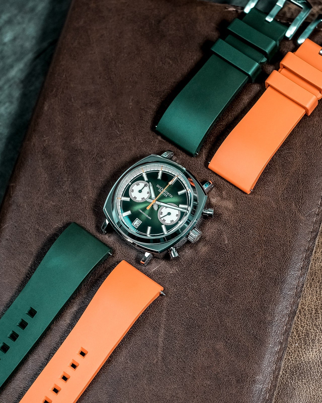 Duckworth Prestex Chronograph 42 Green Green Rubber Watch D550-04-ER Image 8