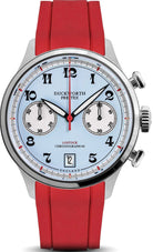 Duckworth Prestex Lostock Blue 40mm Quartz Chronograph Red Rubber Watch D547-03 RR Image 1