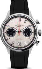 Duckworth Prestex Lostock Silver 40mm Quartz Chronograph Black Rubber Watch D547-11 AR Image 1