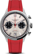 Duckworth Prestex Lostock Silver 40mm Quartz Chronograph Red Rubber Watch D547-11 RR Image 1