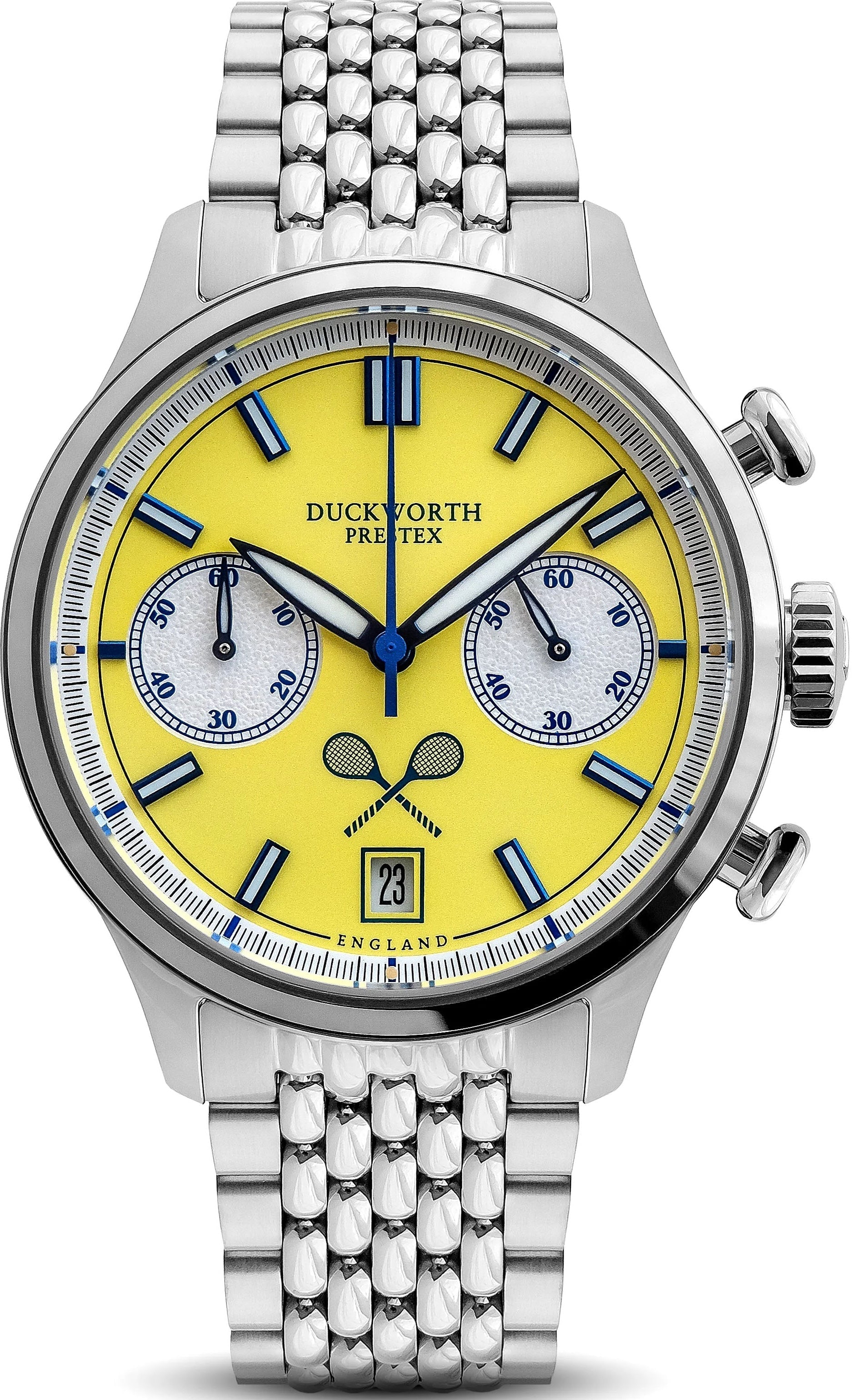 Duckworth Prestex Lostock Yellow 40mm Quartz Chronograph Bracelet Watch D547-09 ST Image 1