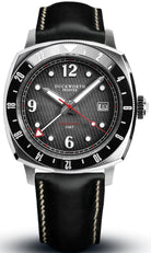 Duckworth Prestex Rivington GMT Black Grey Fume Black Leather Watch D489-01-A Image 1