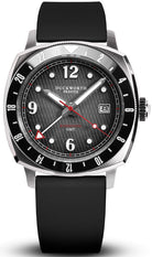 Duckworth Prestex Rivington GMT Black Grey Fume Black Rubber Watch D489-01-AR Image 1