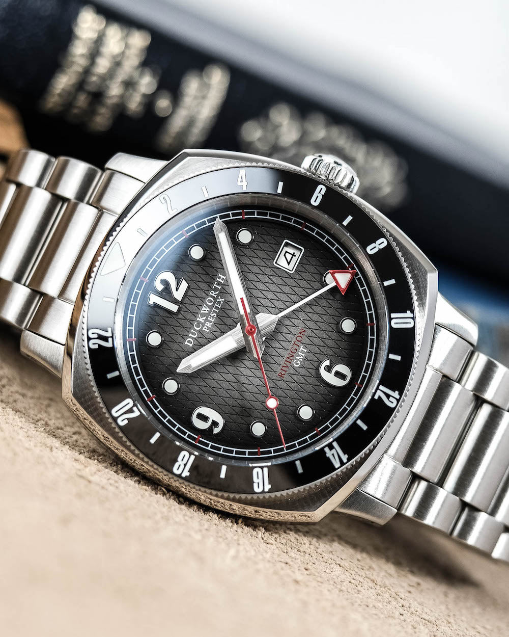 Duckworth Prestex Rivington GMT Black Grey Fume Steel Bracelet Watch D489-01-ST Image 4
