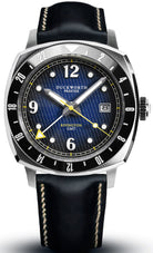 Duckworth Prestex Rivington GMT Blue Fume Black Leather Watch D489-03-A  Image 1
