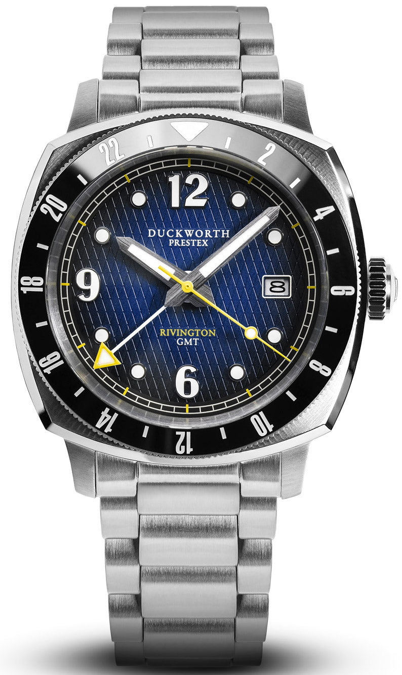 Duckworth Prestex Rivington GMT Blue Fume Steel Bracelet Watch D489-03-ST Image 1