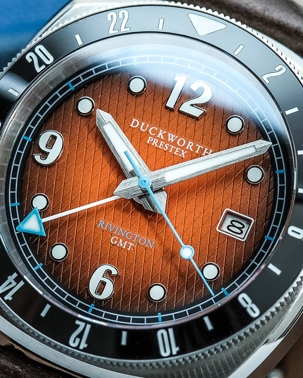 Duckworth Prestex Rivington GMT Orange Fume Brown Leather Watch D489-05-C Image 5
