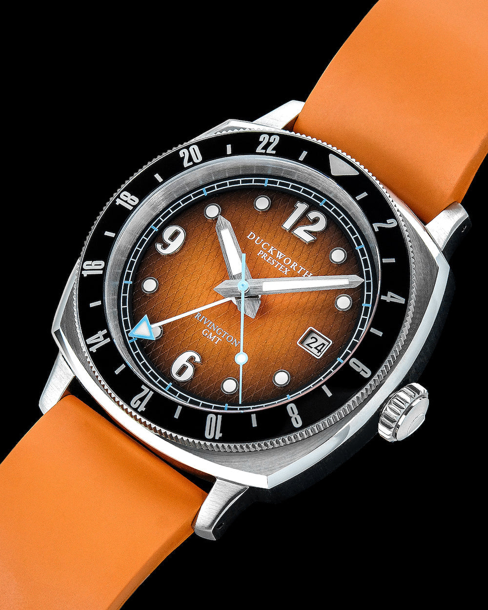 Duckworth Prestex Rivington GMT Orange Fume Orange Rubber Watch D489-05-OR Image 4