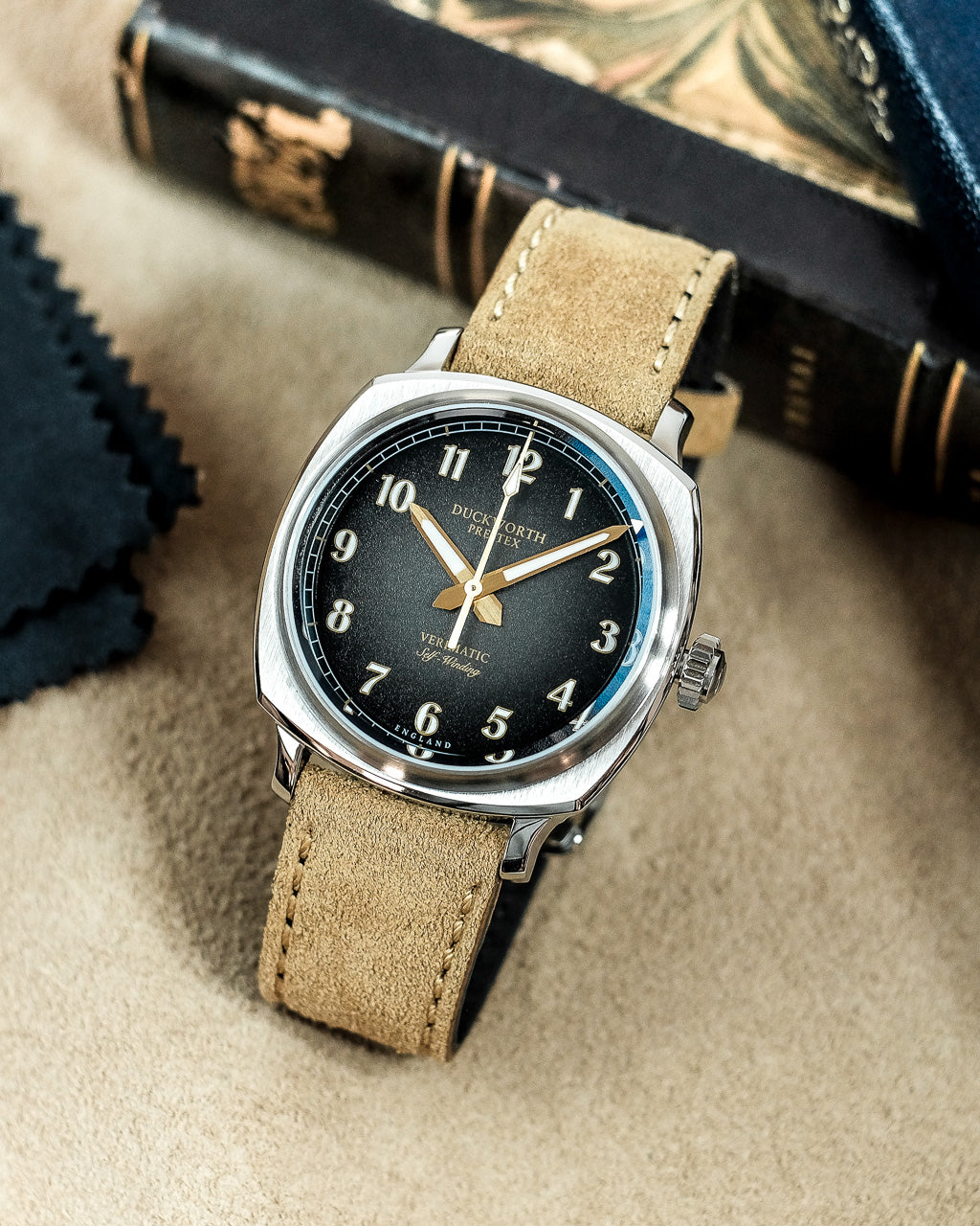 Duckworth Prestex Verimatic Black Fume Beige Suede Watch D891-01-K Image 5