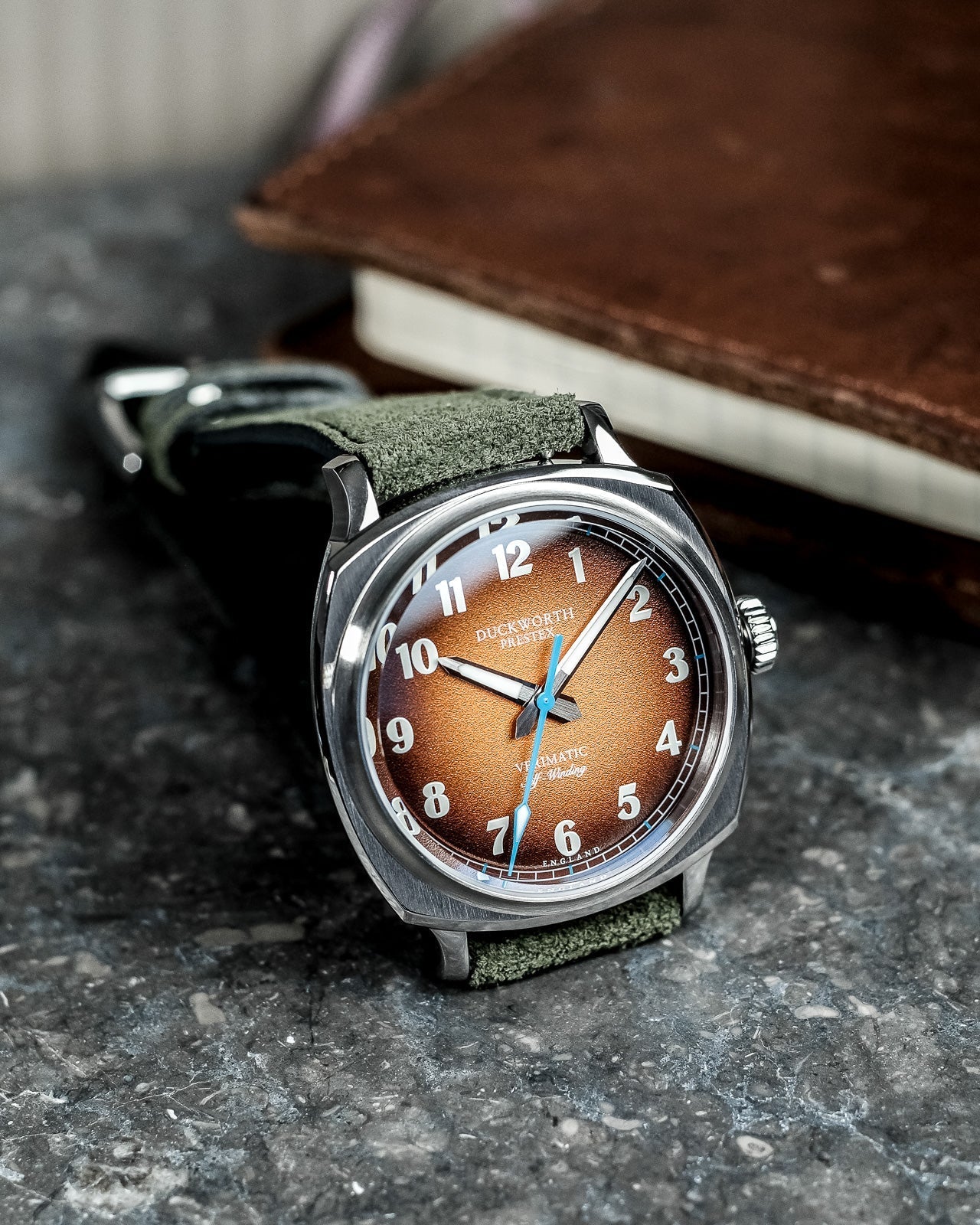 Duckworth Prestex Verimatic Orange Fume Birch Green Suede Watch D891-05-L Image 3