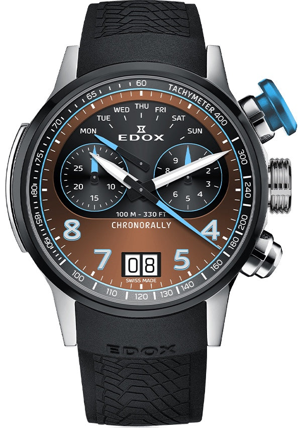 Edox Chronorally Chronograph Titanium Watch 38003 TINBU BRNBU Image 1