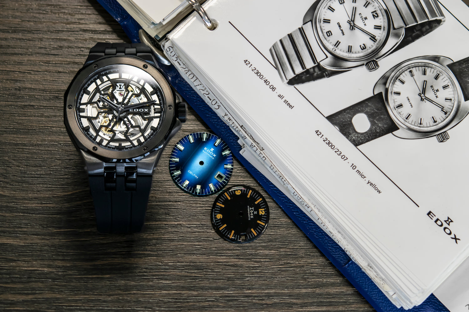 Edox Delfin Mecano 3 Hands Skeleton Watch 85303 357GN NGN Image 10