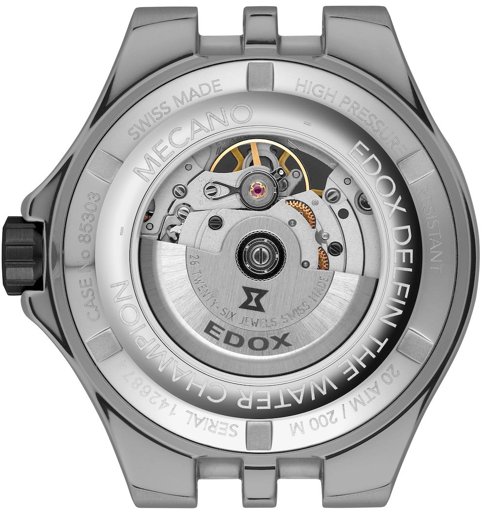 Edox Delfin Mecano 3 Hands Skeleton Watch 85303 357GN NGN Image 2