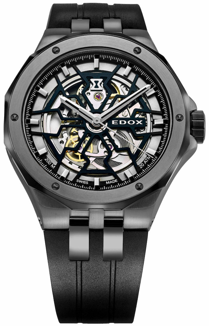 Edox Delfin Mecano 3 Hands Skeleton Watch 85303 357GN NGN Image 3
