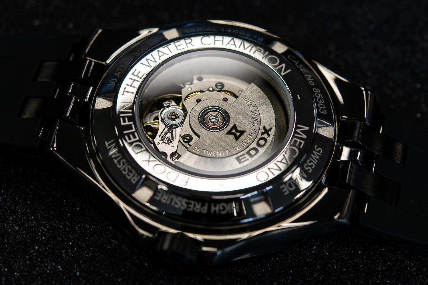 Edox Delfin Mecano 3 Hands Skeleton Watch 85303 357GN NGN Image 4
