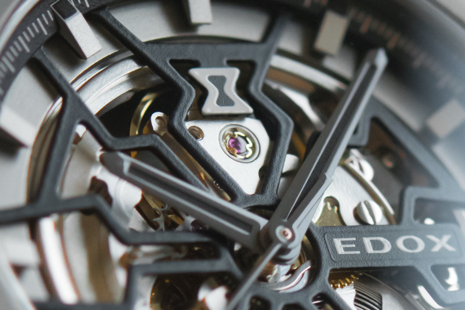 Edox Delfin Mecano 3 Hands Skeleton Watch 85303 357GN NGN Image 5