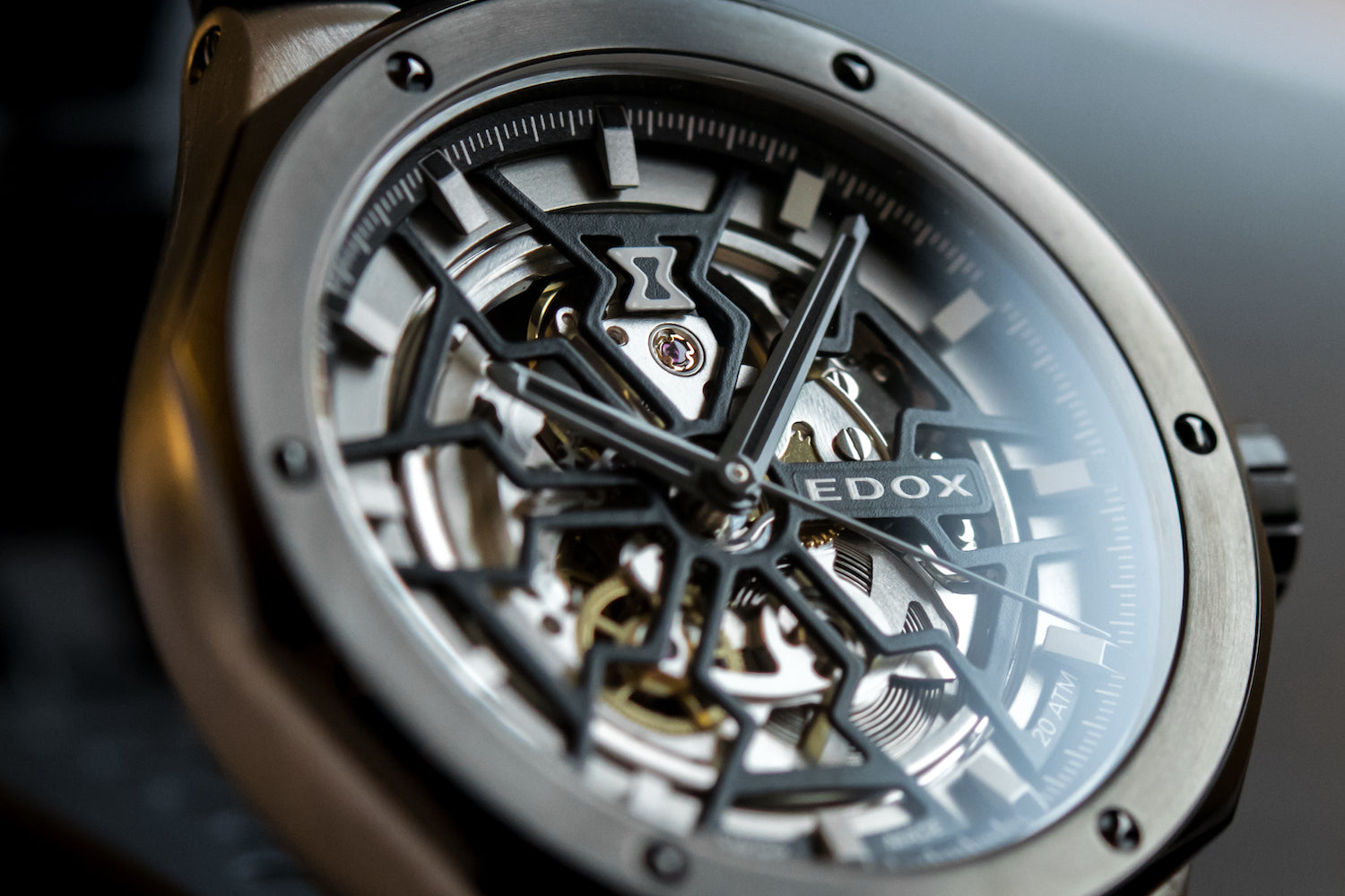 Edox Delfin Mecano 3 Hands Skeleton Watch 85303 357GN NGN Image 6