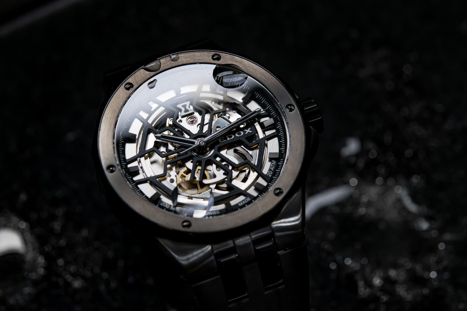 Edox Delfin Mecano 3 Hands Skeleton Watch 85303 357GN NGN Image 7