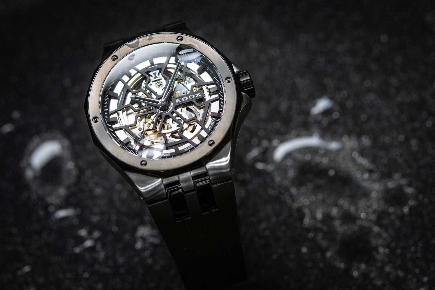 Edox Delfin Mecano 3 Hands Skeleton Watch 85303 357GN NGN Image 8