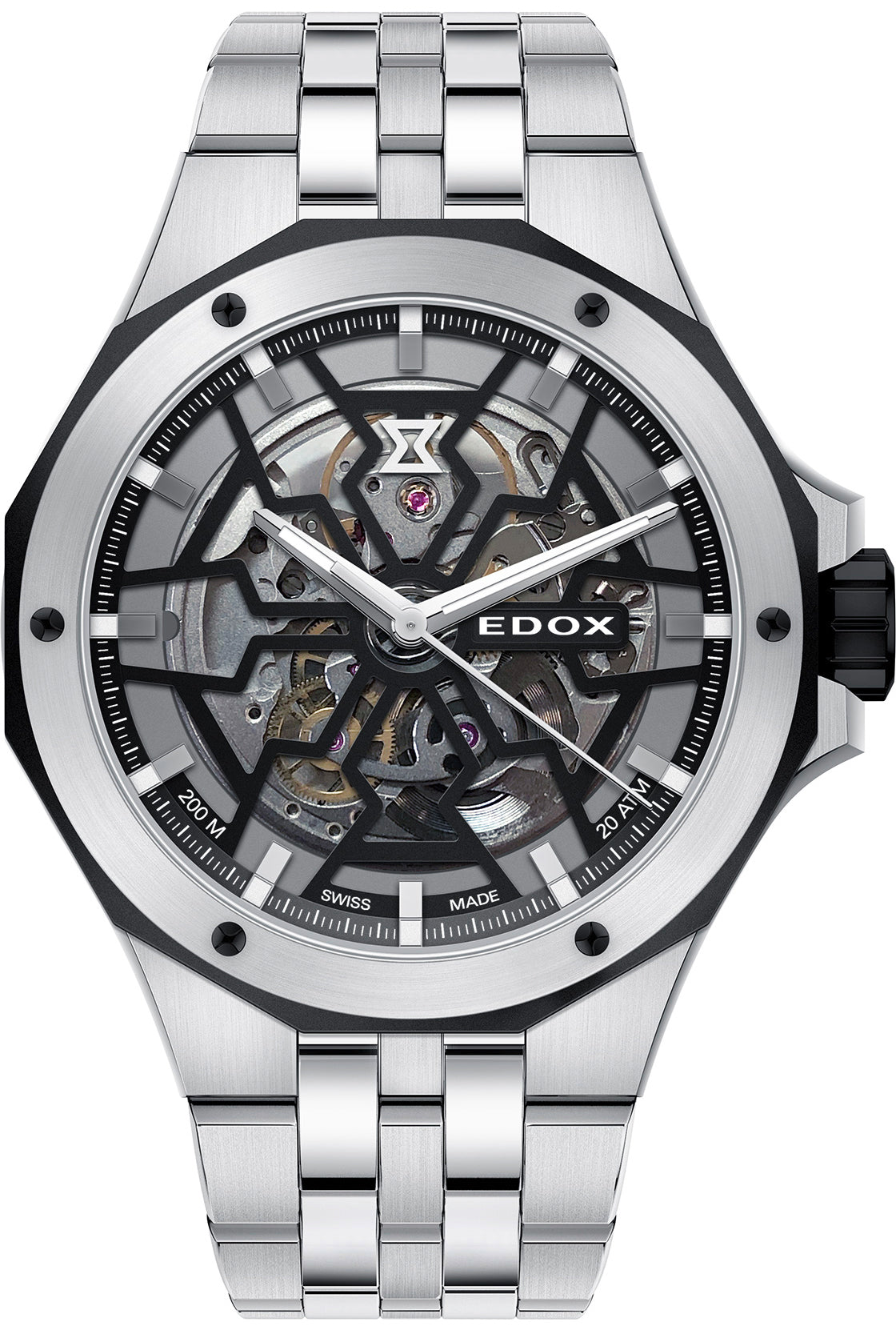Edox Delfin Mecano 3 Hands Skeleton Watch 85303 3NM NBG Image 1