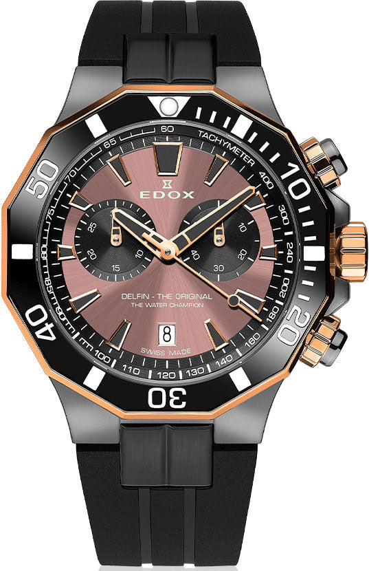 Edox Delfin The Original Chronograph Mens Watch 10112 357GRNCA BRNR Image 1