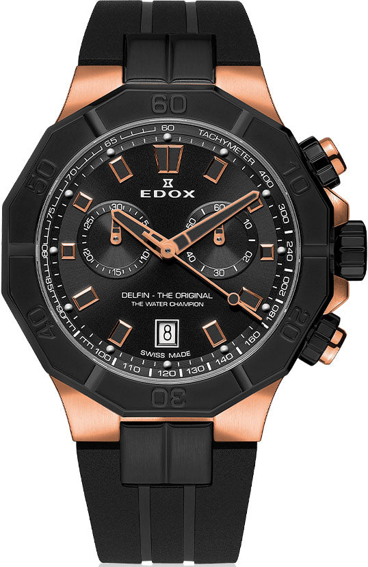 Edox Delfin The Original Chronograph Mens Watch 10113 37RNCA NIR Image 1