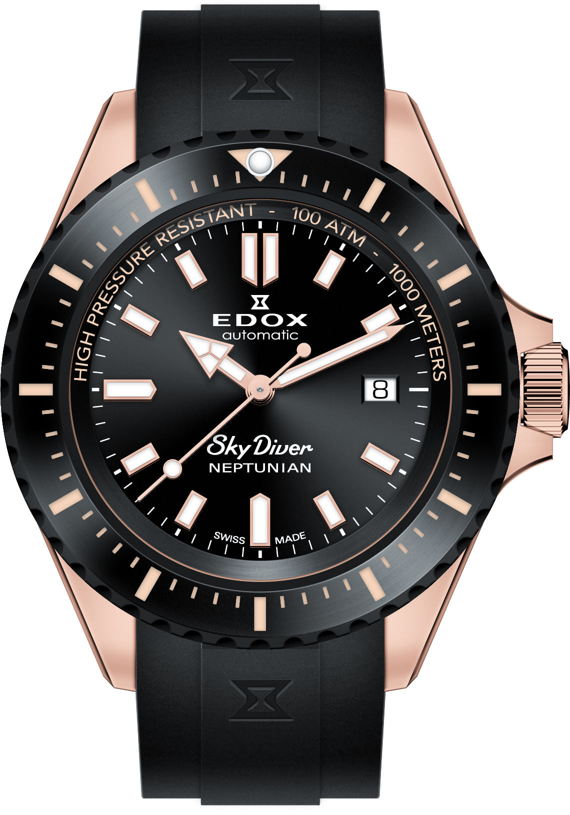 Edox Skydiver Neptunian Automatic 3 Hands Watch 80120 37RNNCA NIR Image 1
