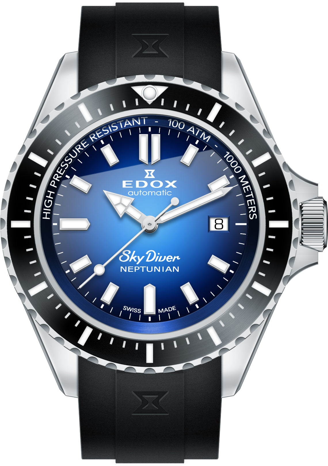Edox Skydiver Neptunian Automatic 3 Hands Watch 80120 3NCA BUIDN Image 1