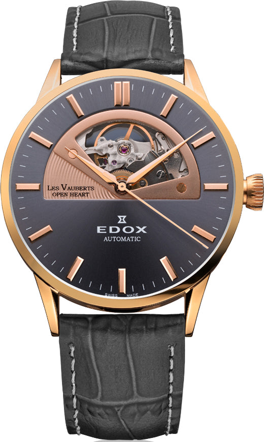 Edox Watch Les Vauberts Open Heart Automatic 85014 37R GIR Image 1