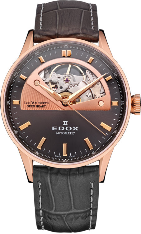 Edox Watch Les Vauberts Open Heart Automatic 85019 37RG GIR Image 1