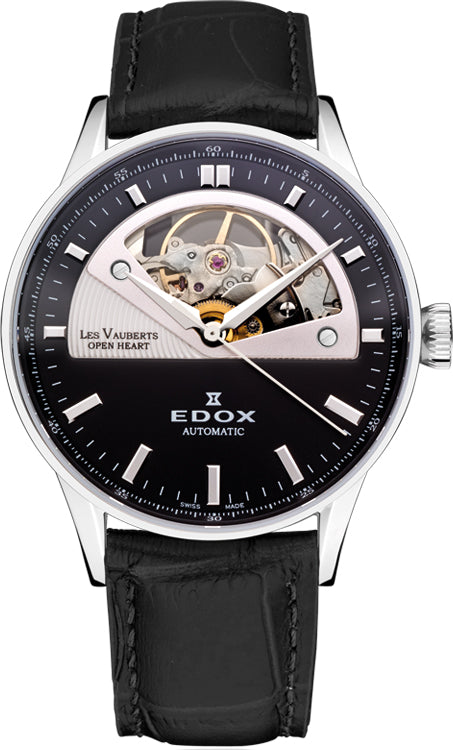 Edox Watch Les Vauberts Open Heart Automatic 85019 3N NIN Image 1