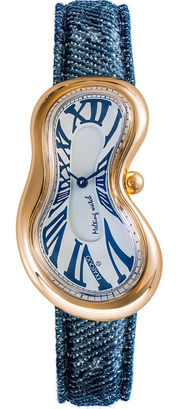 Exaequo Classic Melting PVD Yellow Gold White Denim Watch EX0002.0012 Image 1