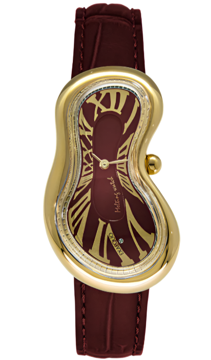 Exaequo Classic Melting Watch PVD Yellow Gold Italian Burgundy Dial Watch EX0002.0006 Image 1