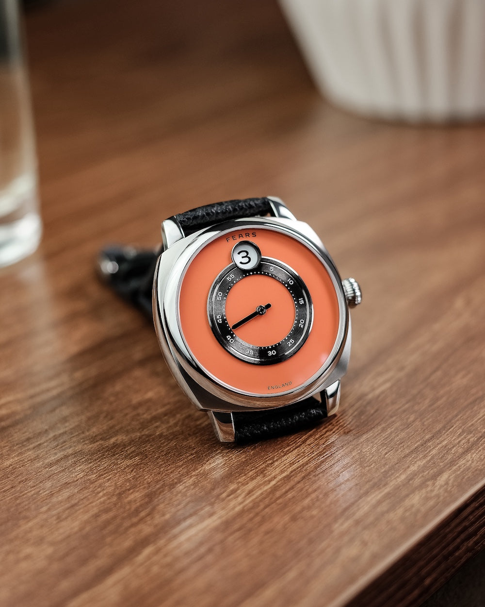 Fears Brunswick 40.5 Jump Hour Coral Lacquer Leather Watch BS240.500A.114.047 Image 4