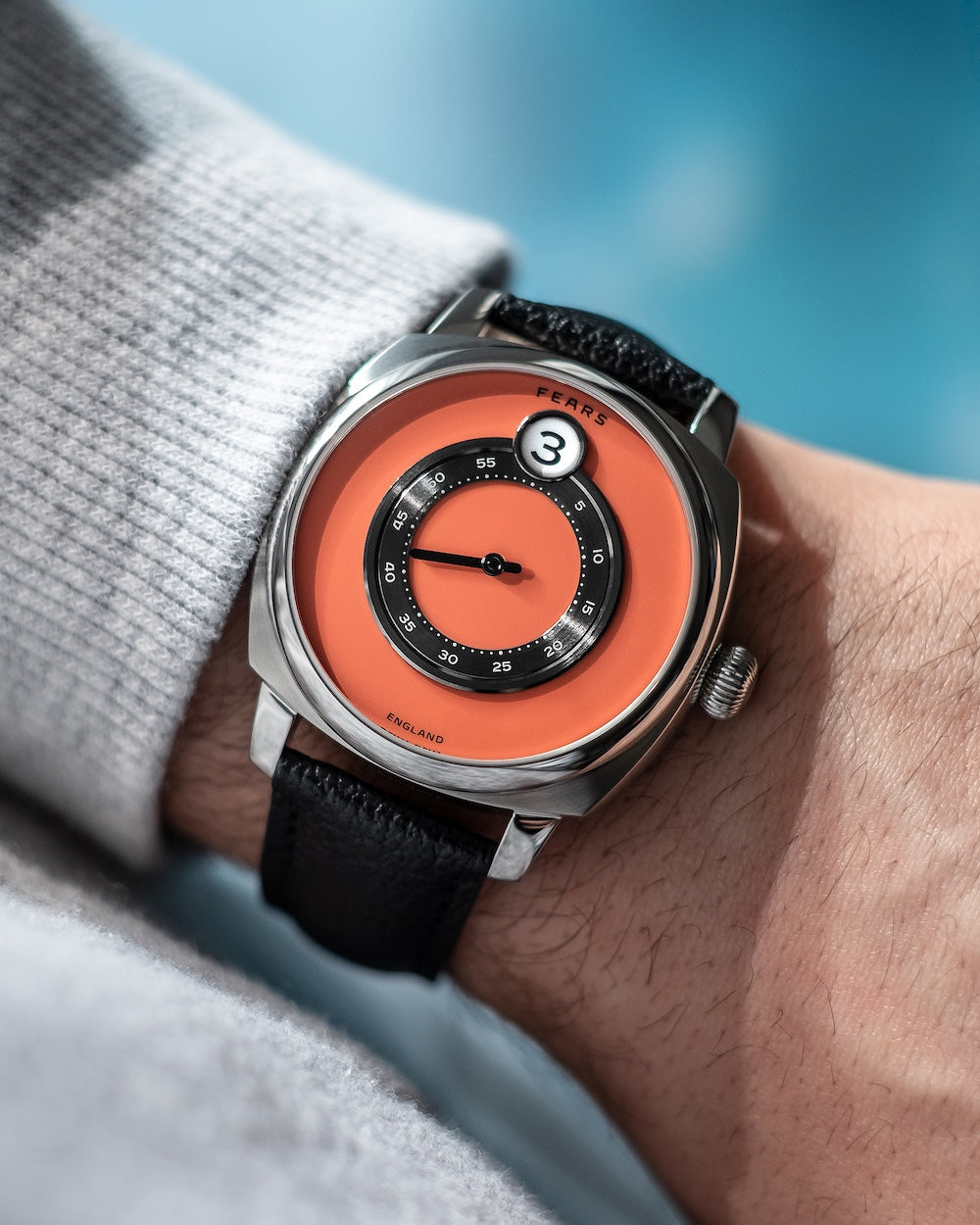 Fears Brunswick 40.5 Jump Hour Coral Lacquer Leather Watch BS240.500A.114.047 Image 6