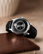 Fears Brunswick 40.5 Jump Hour Raven Black Leather Watch BS240.500A.113.047 Image 5