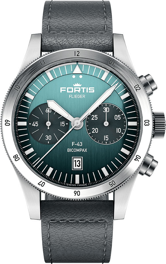 Fortis Flieger F-43 Bicompax Petrol Watch F4240009 Image 1