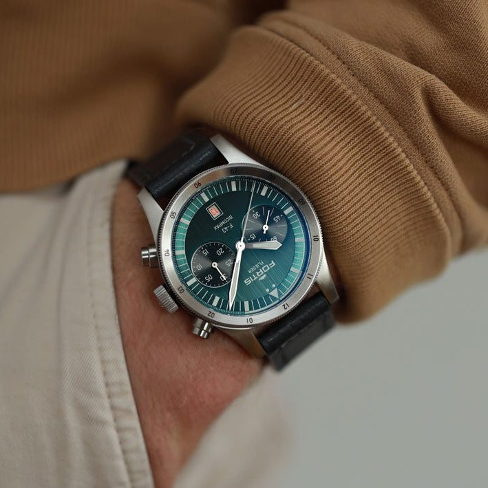 Fortis Flieger F-43 Bicompax Petrol Watch F4240009 Image 2