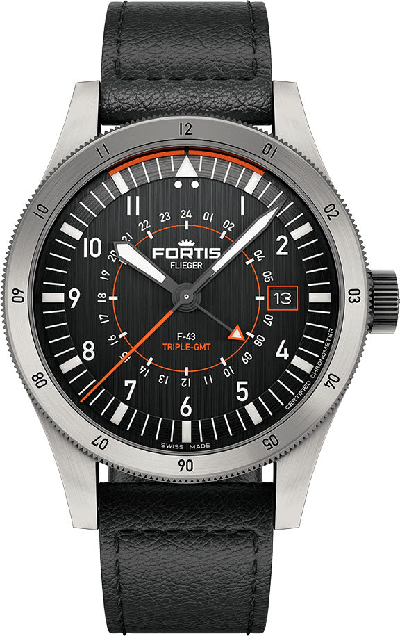 Fortis Flieger F-43 Triple-GMT Black Watch F4260001 Image 1