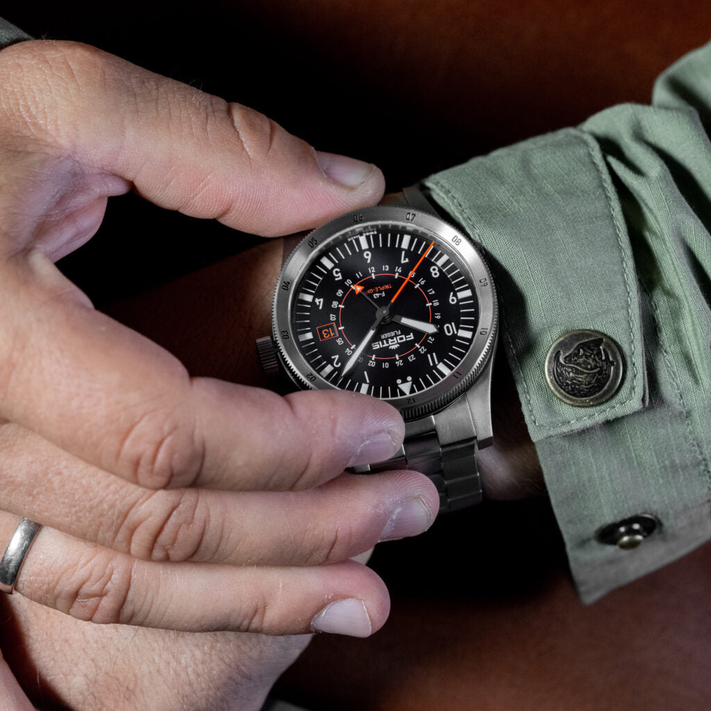 Fortis Flieger F-43 Triple GMT On Block Bracelet Watch F4260000 Image 9