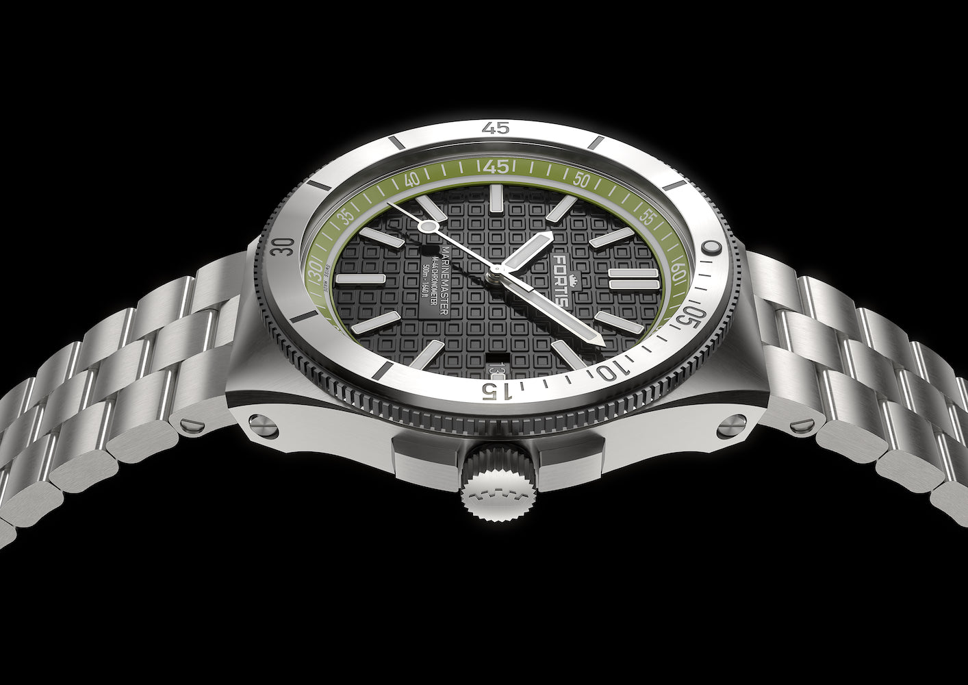 Fortis Marinemaster M 44 Woodpecker Green Bracelet Watch F8120020 Image 4
