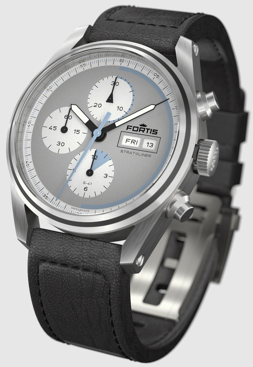 Fortis Stratoliner Cool Grey Aviator Strap Watch F2340015 Image 6