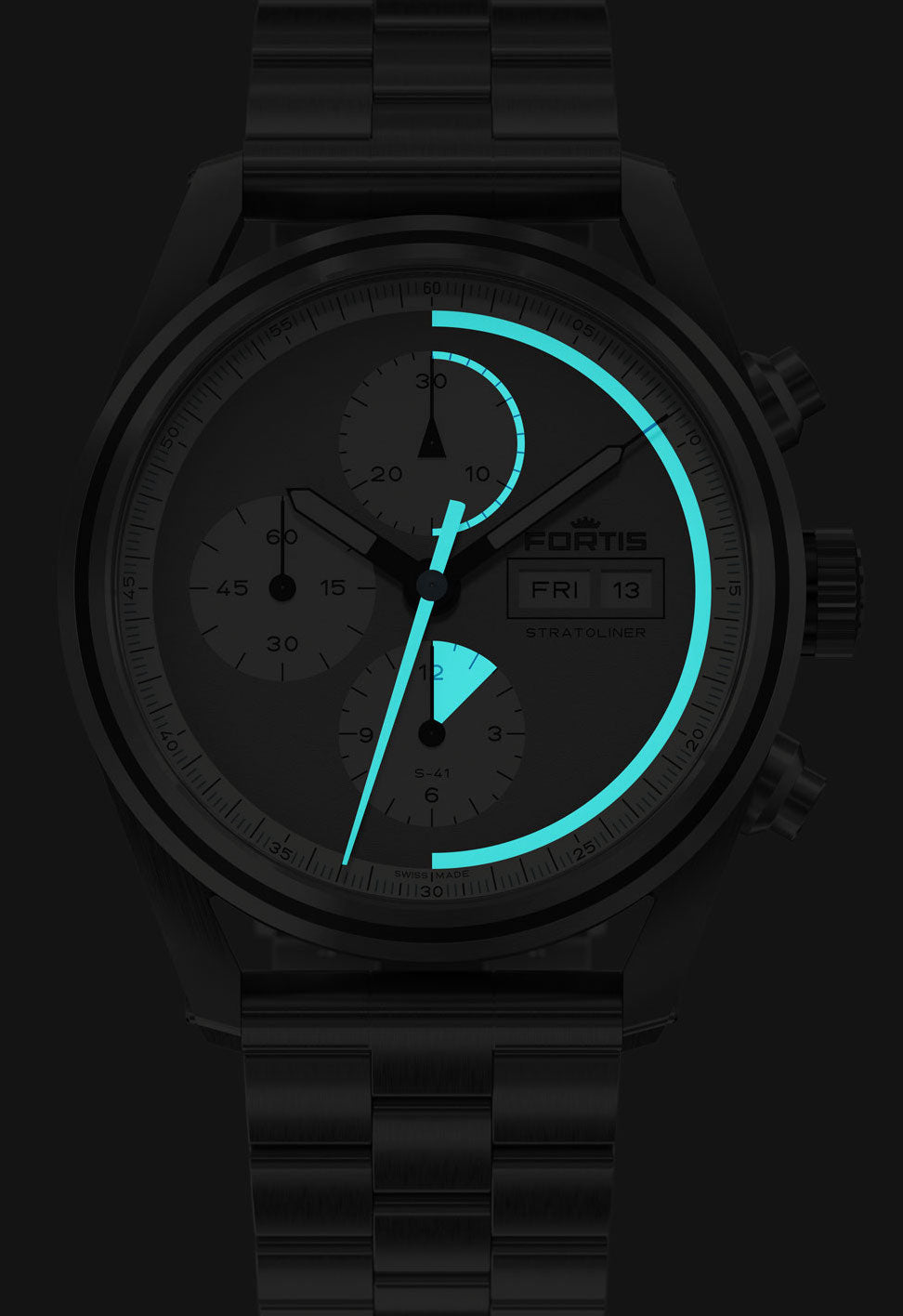 Fortis Stratoliner Cool Grey Bracelet Watch F2340007 Image 4