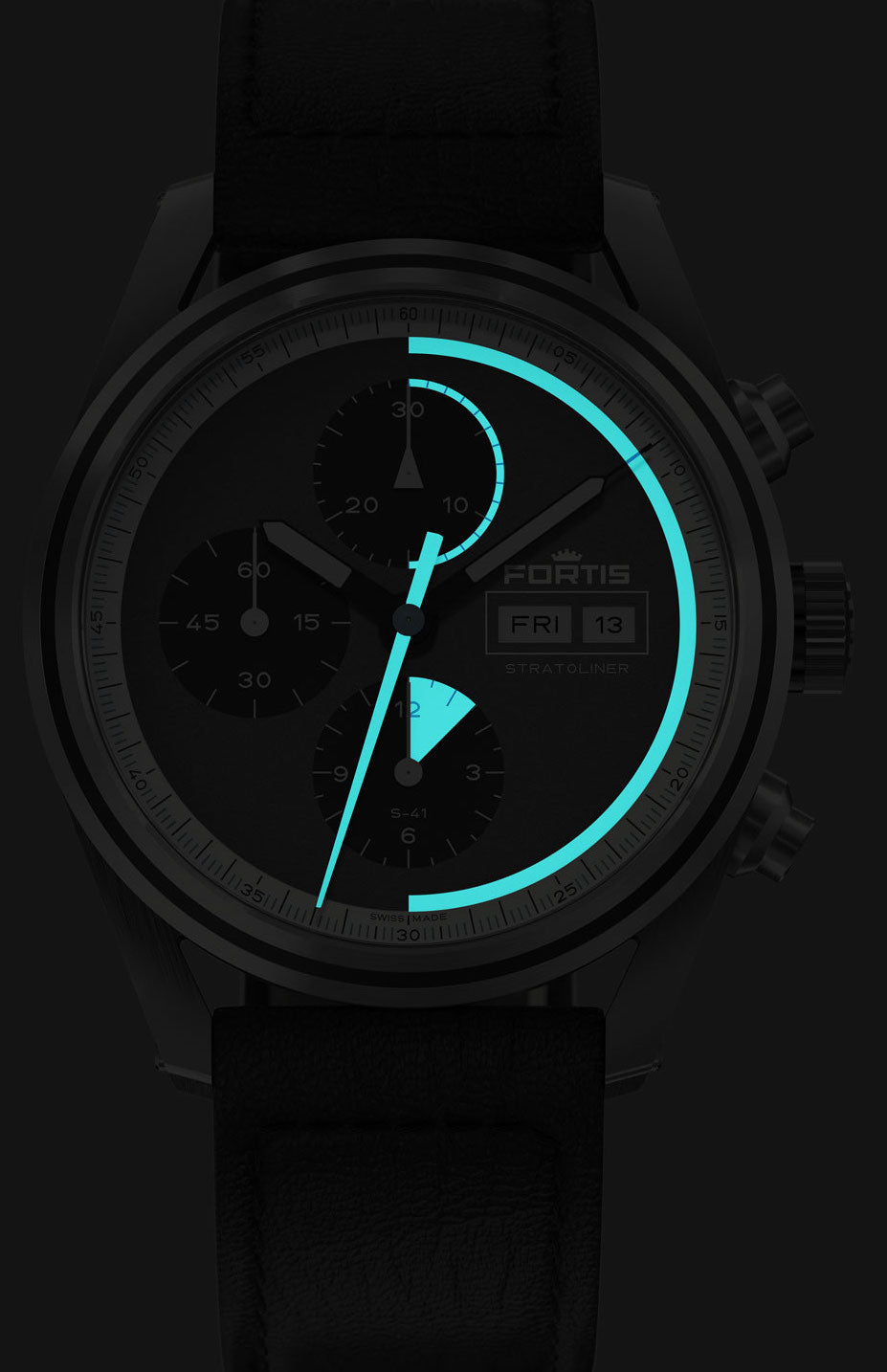 Fortis Stratoliner Cosmic Grey Aviator Strap Watch F2340016 Image 4