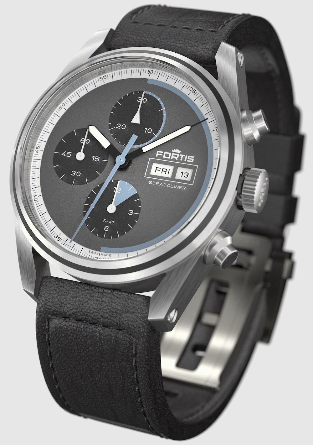 Fortis Stratoliner Cosmic Grey Aviator Strap Watch F2340016 Image 5