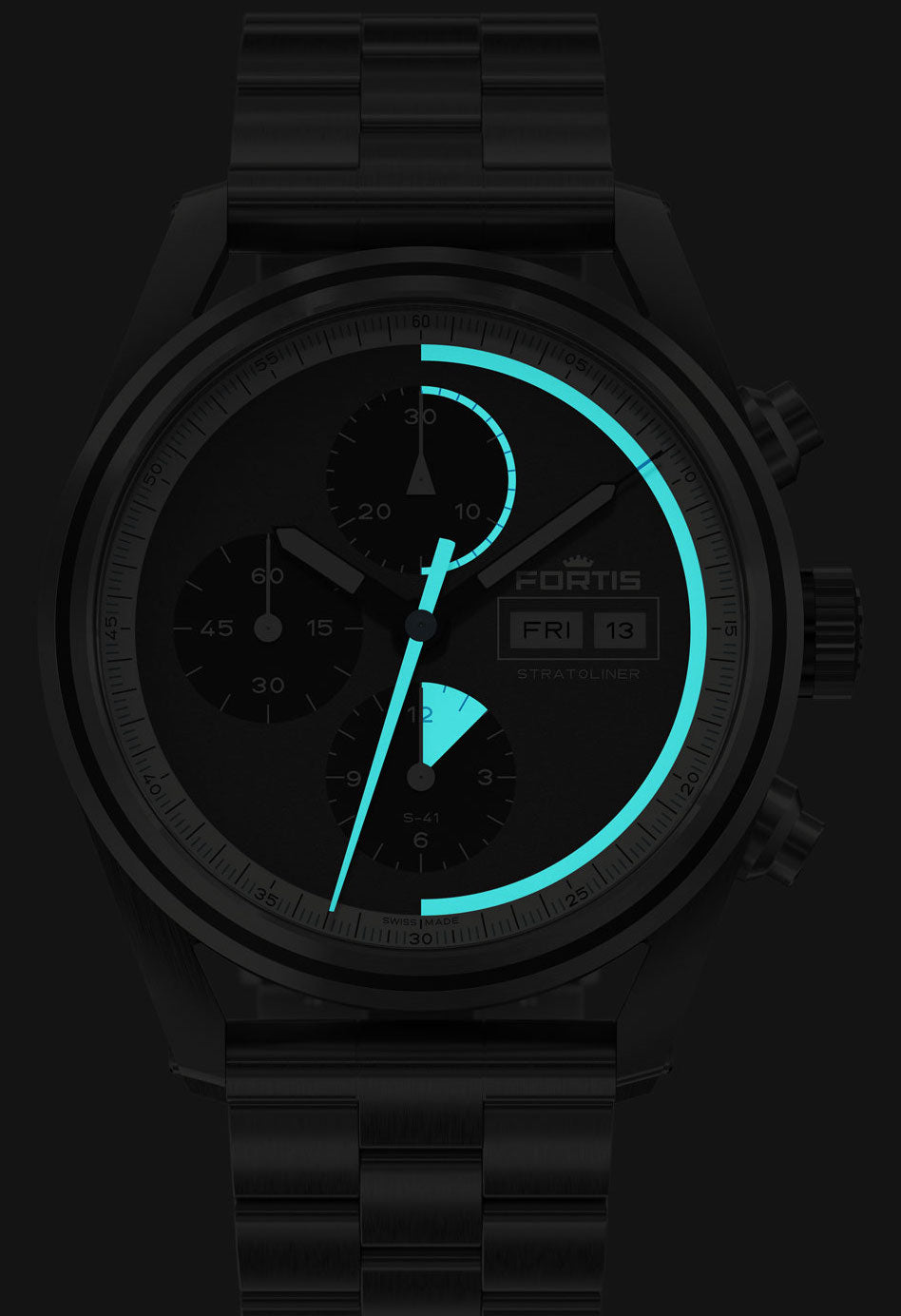 Fortis Stratoliner Cosmic Grey Bracelet Watch F2340008 Image 2