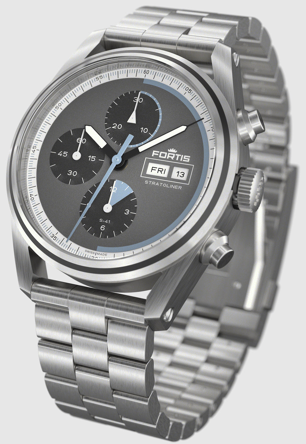 Fortis Stratoliner Cosmic Grey Bracelet Watch F2340008 Image 4